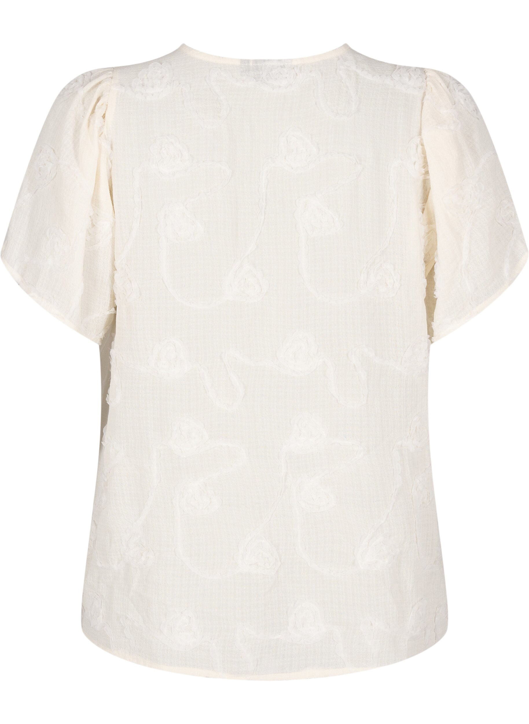 Zizzi Blouse met korte mouwen met een 3D-bloemeneffect, Beige, Packshot image number 1