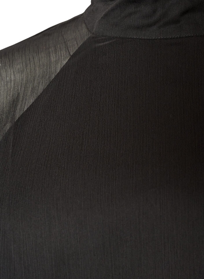 Chiffon jurk tot op de knie met doorschijnende cape, Zwart, Packshot image number 2