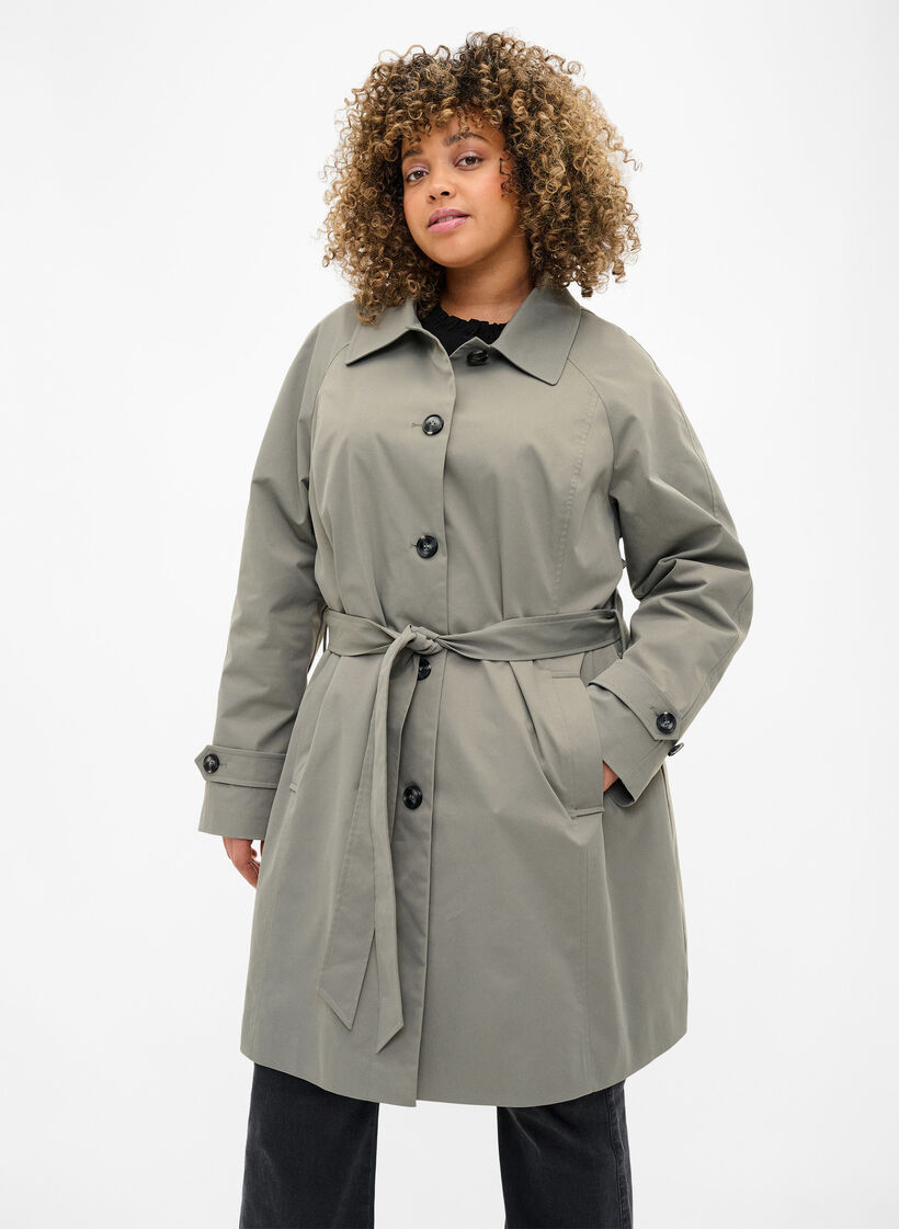 Trenchcoat met zakken en riem, Sea Spray, Model image number 0