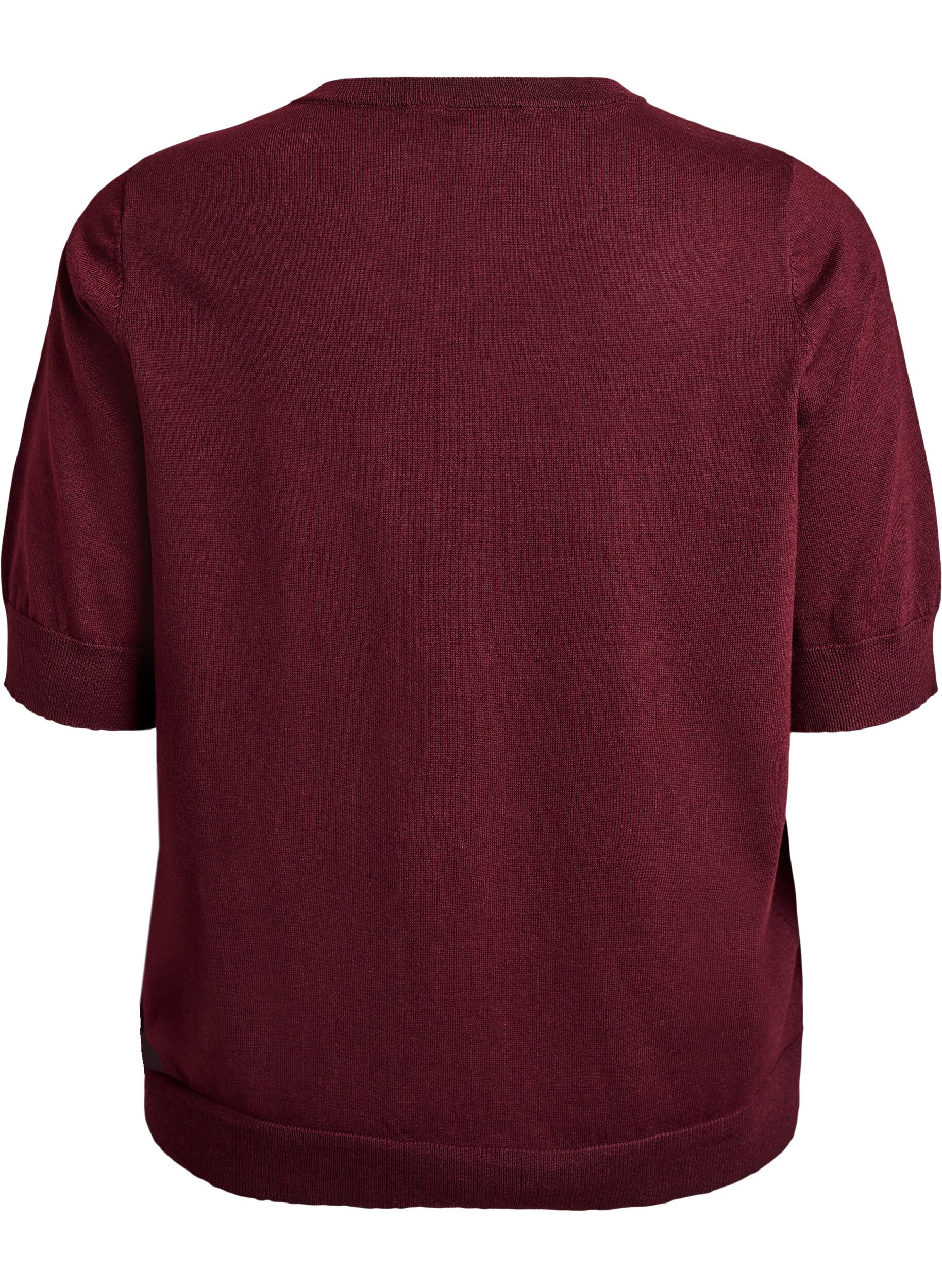 ZizziFijngebreide blouse met korte mouwen, Rood, Packshot image number 1