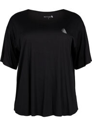 Sportieve blouse met korte mouwen, Black