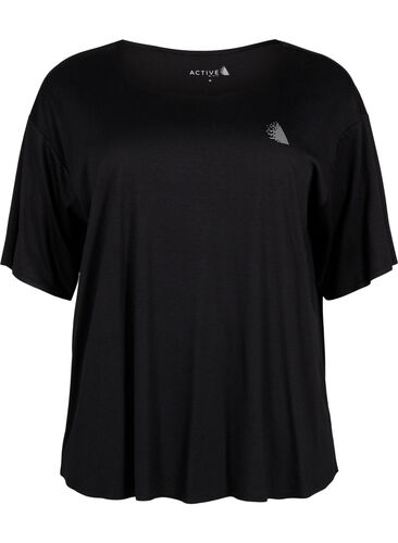 Sportieve blouse met korte mouwen, Black, Packshot image number 0