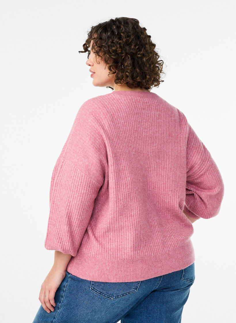 Vest van ribtricot met knopen, Roze, Model image number 2