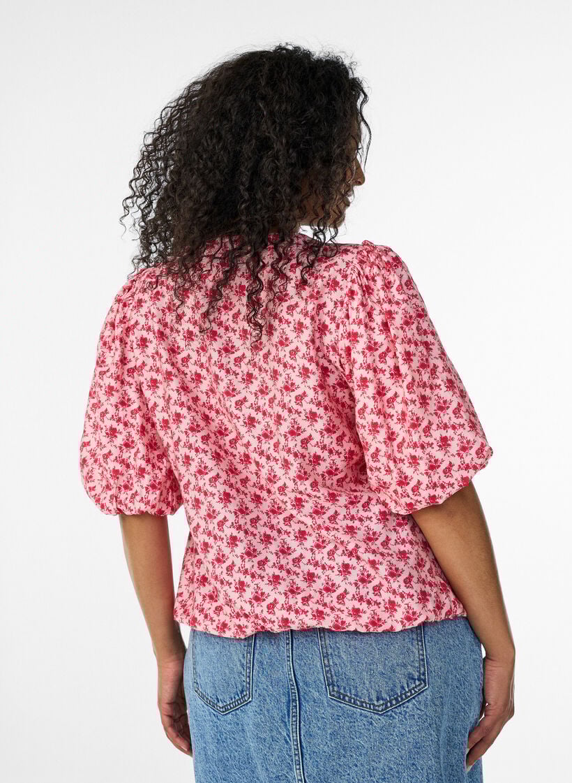 Viscose blouse met ballonmouwen en bloemenpatroon, Rood, Model image number 2