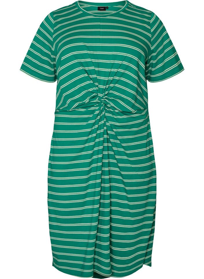 Katoenen jurk met twistdetail, Groen, Packshot image number 0