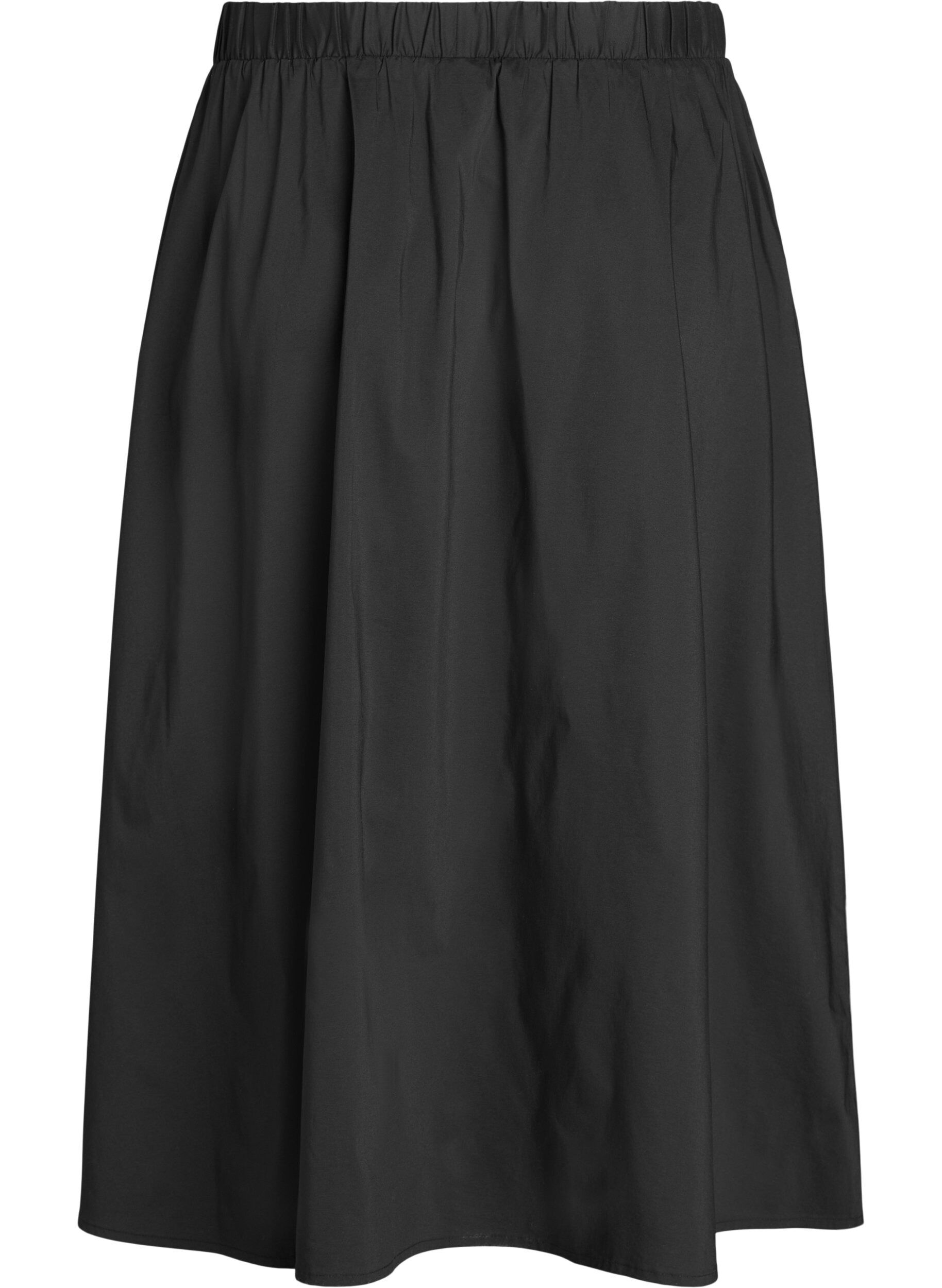 Zizzi Midirok met elastische tailleband, Zwart, Packshot image number 1