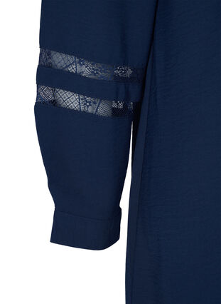 Lang shirt met kanten details, Navy Blazer, Packshot image number 3
