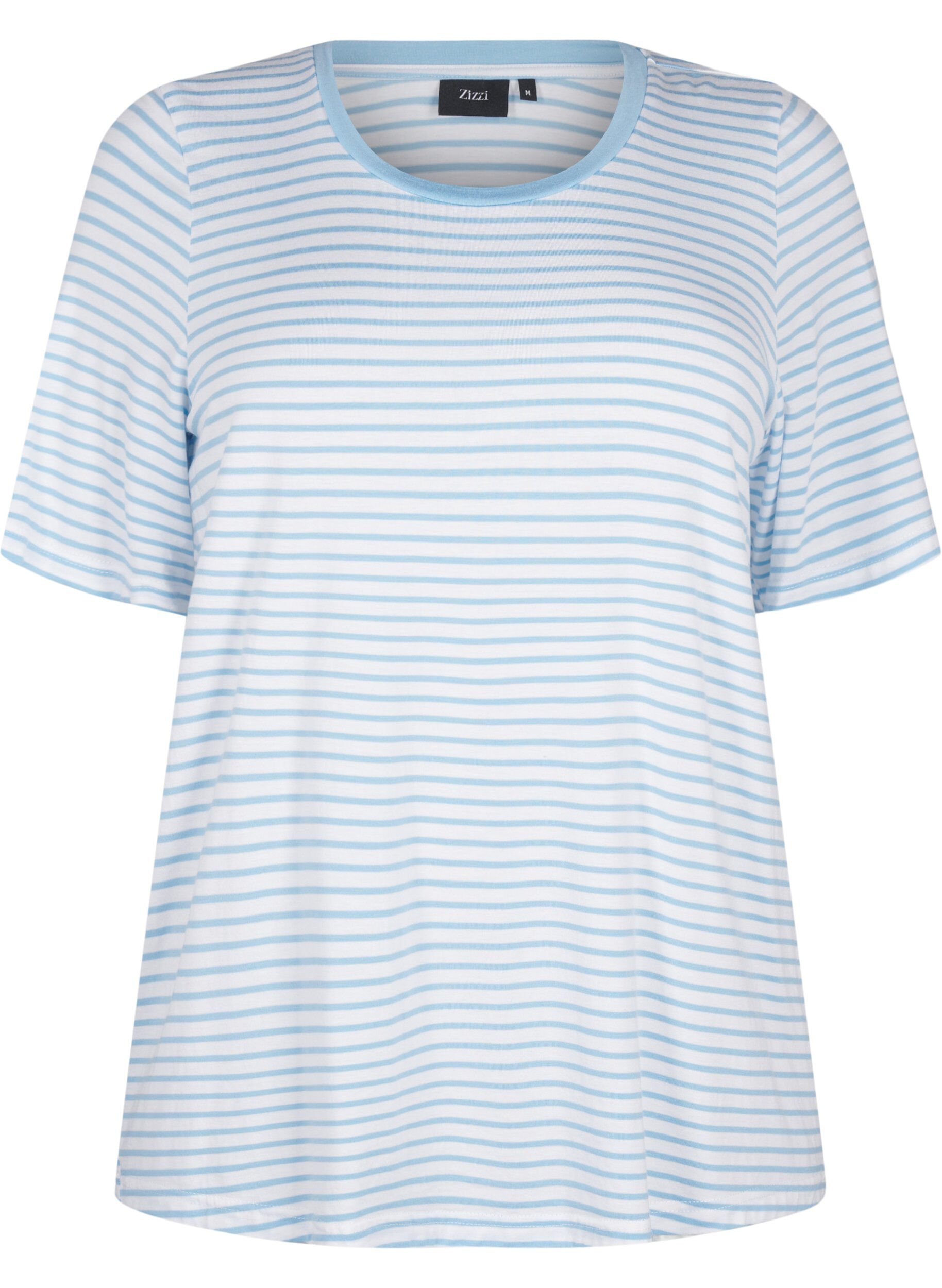 Zizzi Gestreept T-shirt van lyocell met ronde hals, Blauw, Packshot image number 0