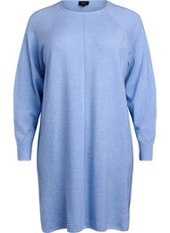 Gebreide jurk met een ronde hals en gebreid patroon, Della R. Blue Mel.