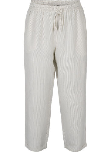 Cropped broek met streepjes, White Stripe, Packshot image number 0