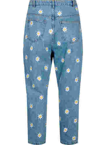 Cropped Mille jeans met geborduurde bloemen, Light Blue Flower, Packshot image number 1