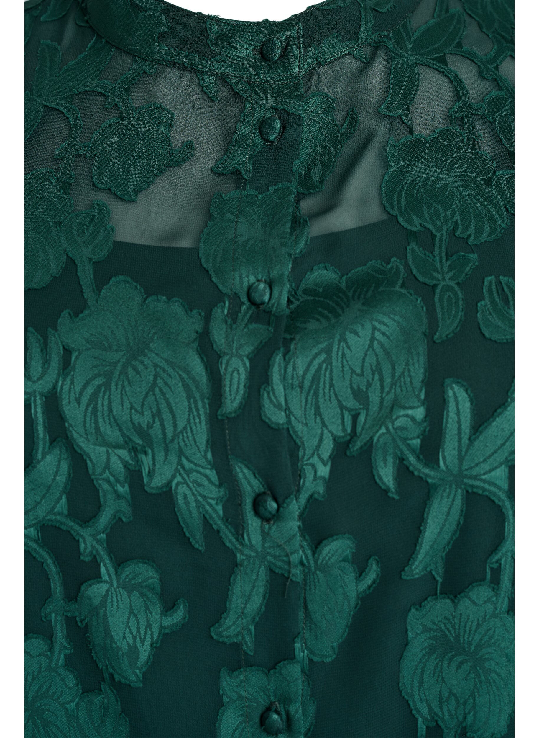 Zizzi Blouse met knoopjes en bloemenpatroon, Groen, Packshot image number 2