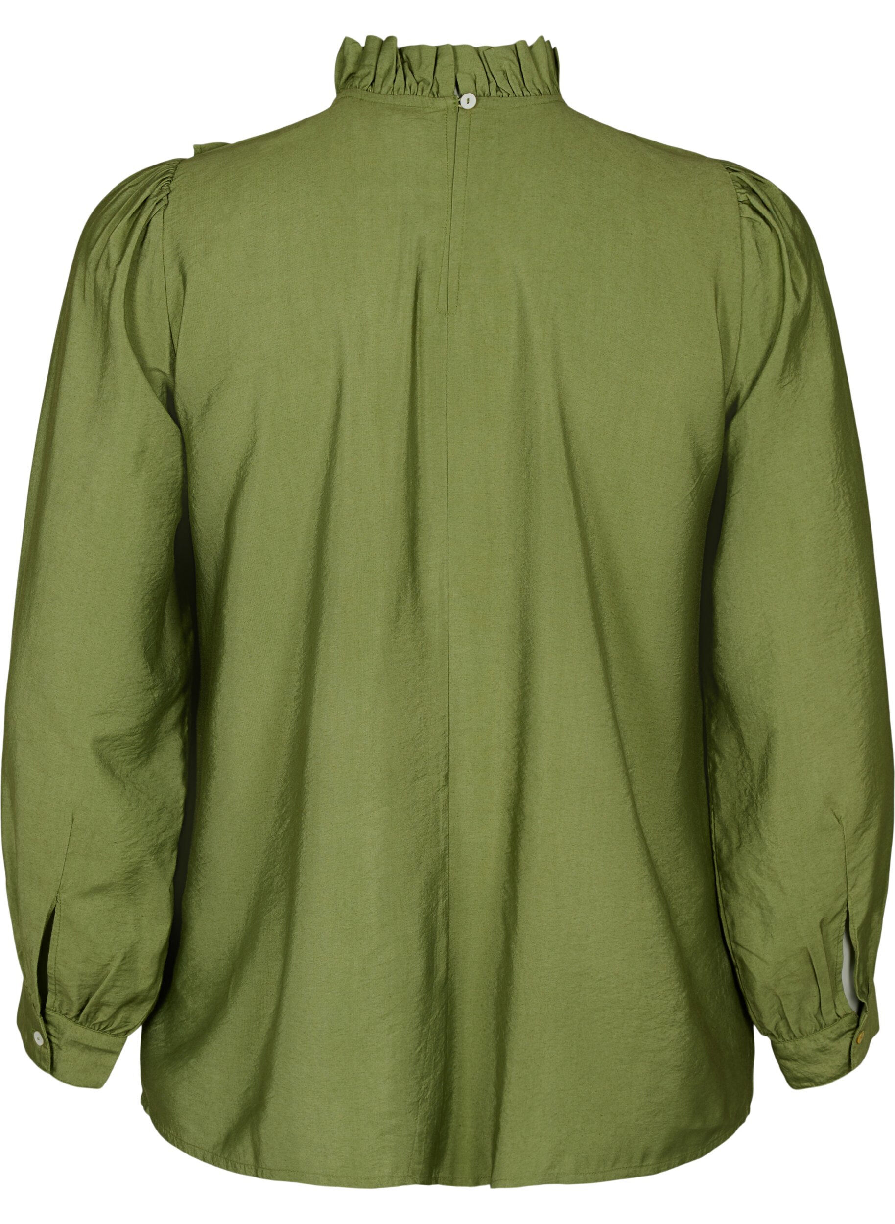 Zizzi Viscose blouse met franjes., Loden Green, Packshot image number 1