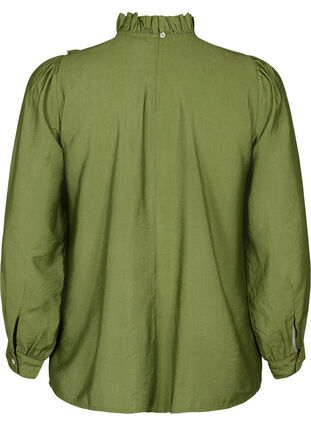 Viscose blouse met franjes., Loden Green, Packshot image number 1