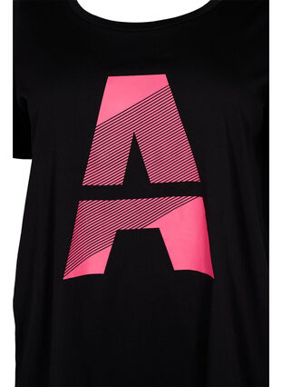 Sport-T-shirt met print, Black w. Pink A, Packshot image number 2