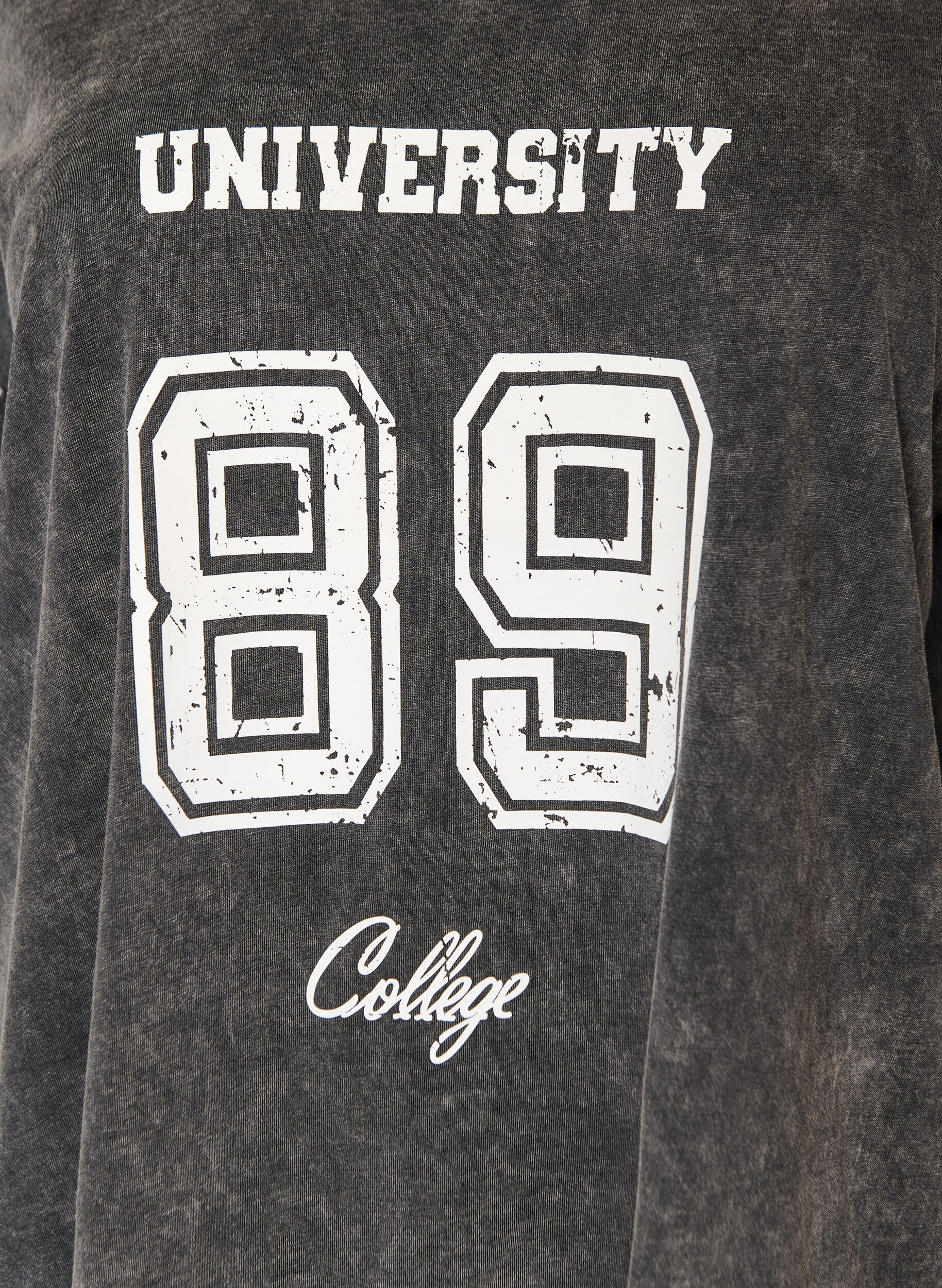 ZizziOversized T-shirt in biologisch katoen met een collegeprint, Zwart, Packshot image number 2
