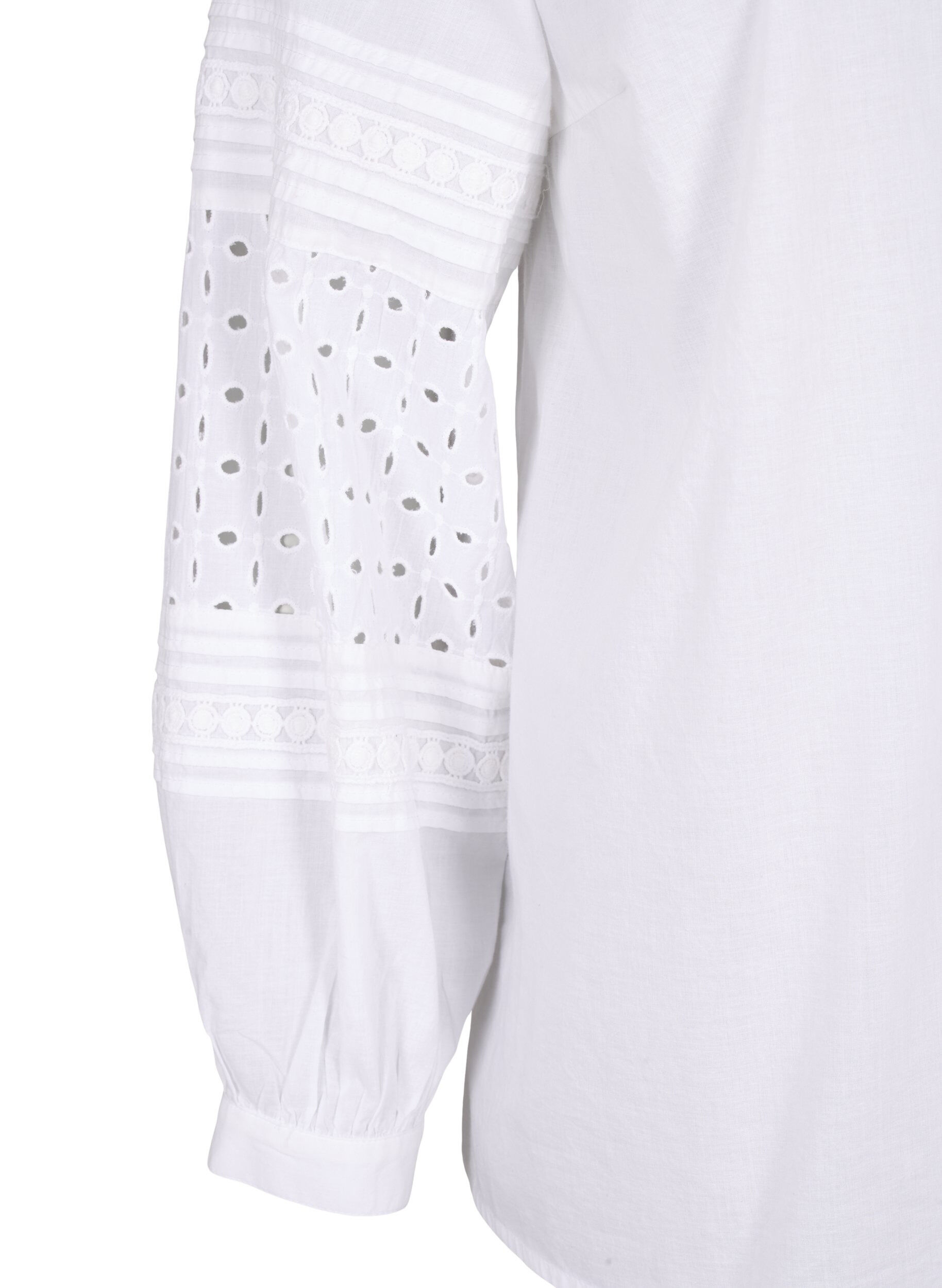 Zizzi Blouse met lange mouwen en decoratieve details, Bright White, Packshot image number 3