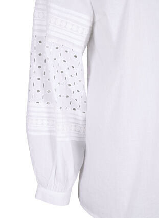 Blouse met lange mouwen en decoratieve details, Bright White, Packshot image number 3