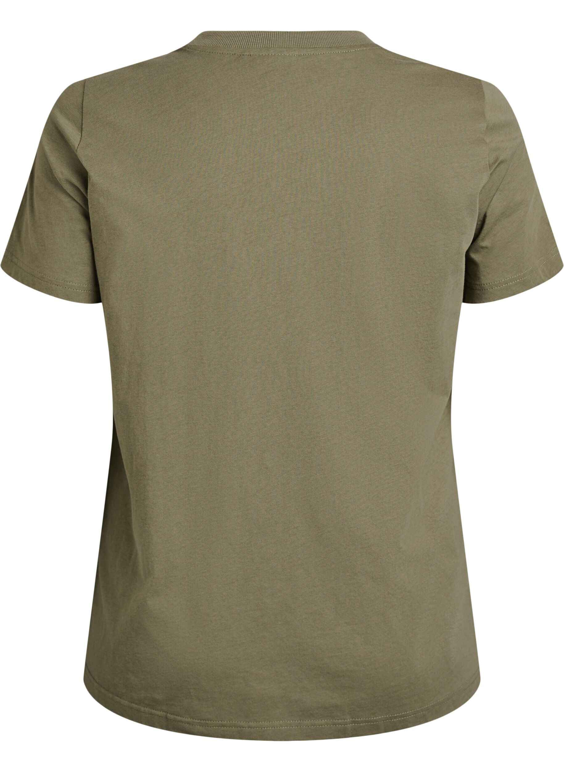 Zizzi Basic katoenen T-shirt met ronde hals, Groen, Packshot image number 1