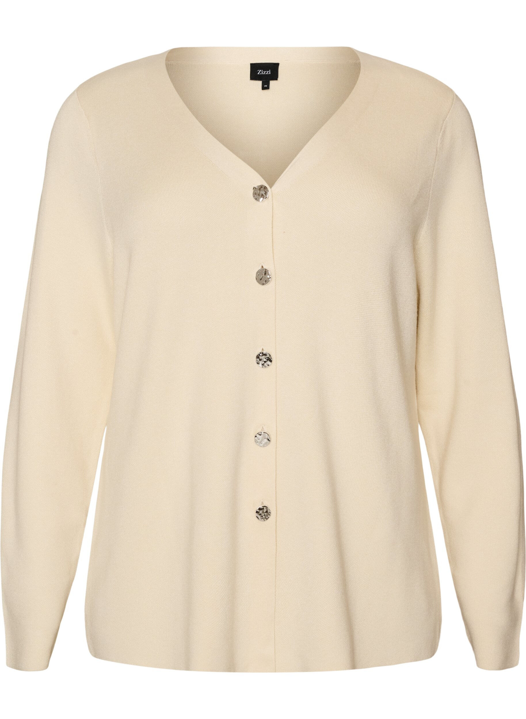 ZizziFijngebreide cardigan met decoratieve knopen, Vanille, Packshot image number 0