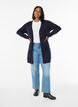 Lang gebreid vest in viscosemix, Blauw, Model image number 1