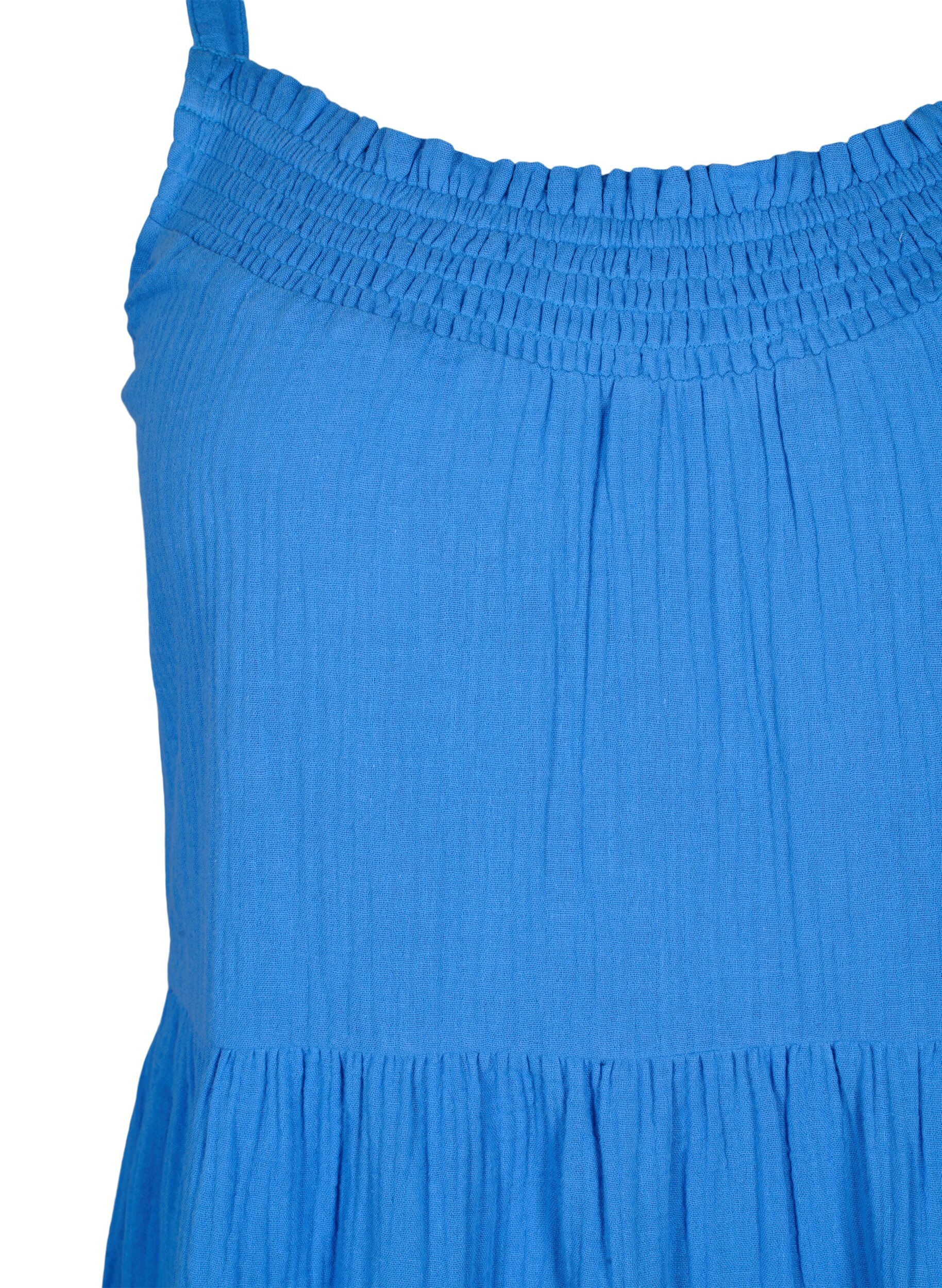 Zizzi Effen katoenen jurk met bandjes, Marina, Packshot image number 2