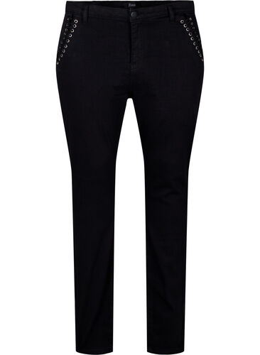 Super slanke Amy jeans met stud detail, Black, Packshot image number 0