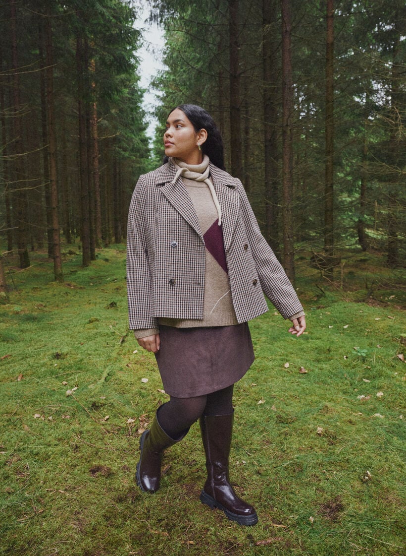 Korte corduroy rok met drukknopen, Bruin, Image image number 0