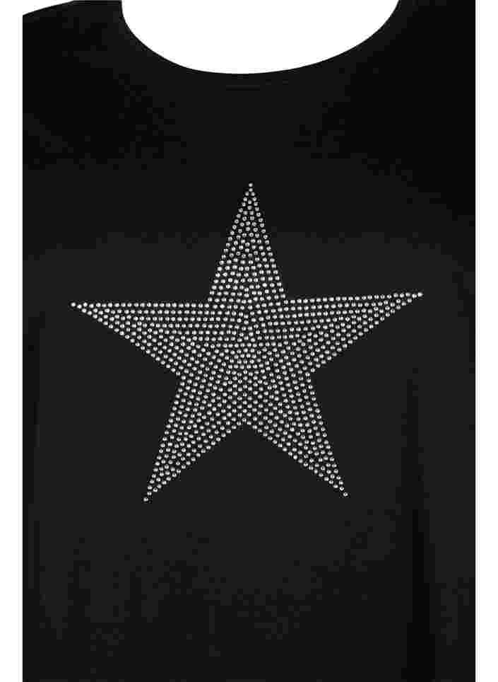 T-shirt van biologisch katoen met studs, Black Star , Packshot image number 2