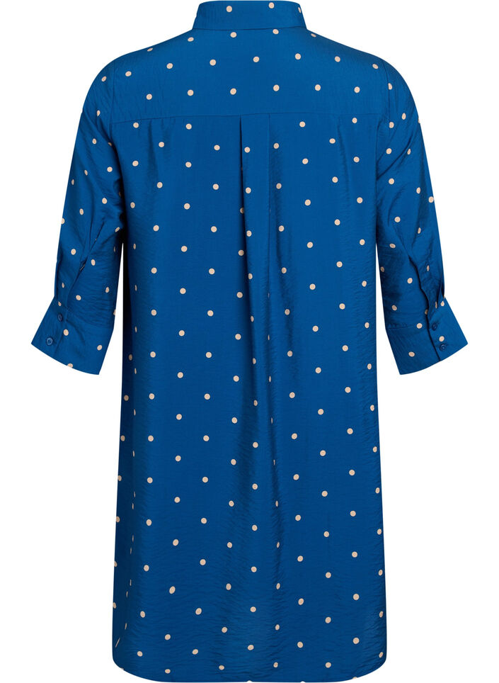 Korte jurk met kraag en borstzak, Blauw, Packshot image number 1