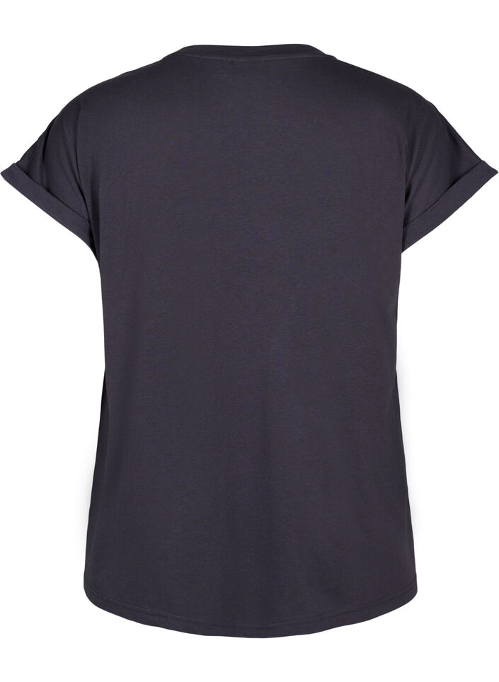 T-shirt met korte mouwen van katoenmix, Grijs, Packshot image number 1
