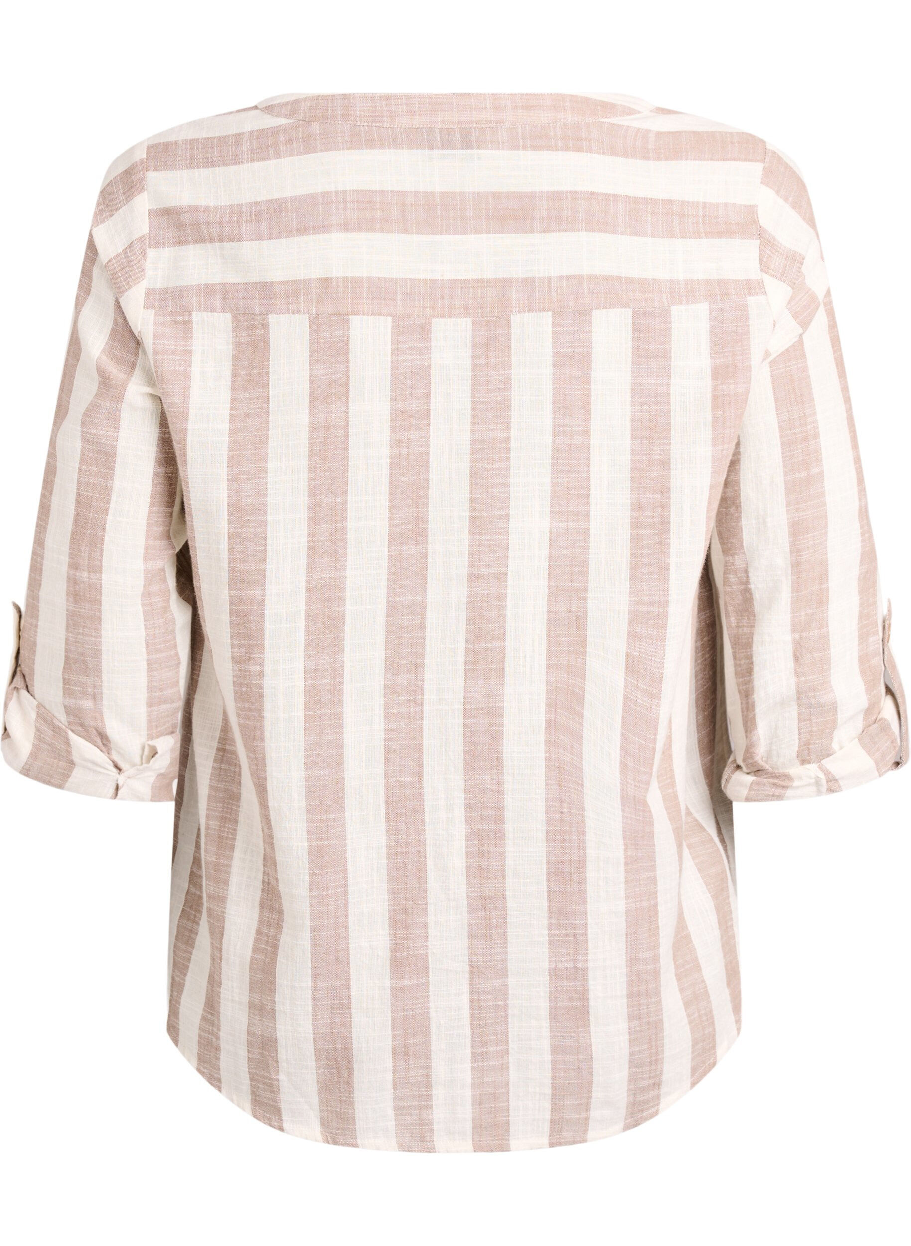 Zizzi Katoenen blouse met V-hals, Beige, Packshot image number 1