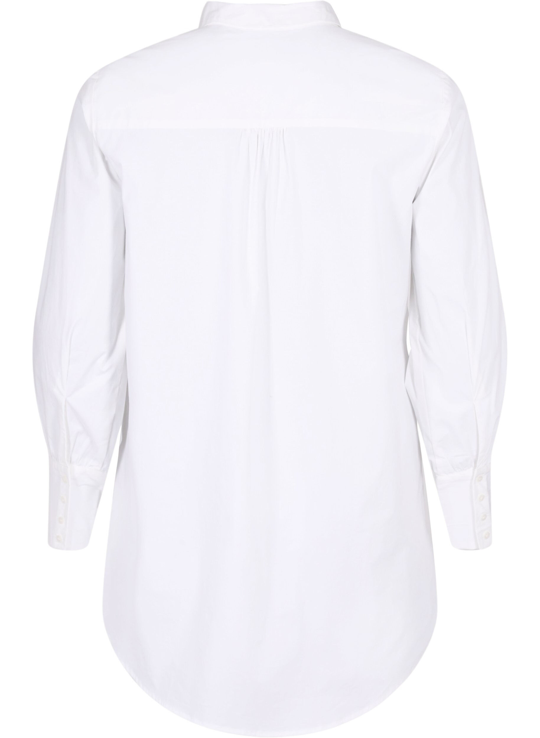 Zizzi Lange katoenen shirt, Bright White, Packshot image number 1