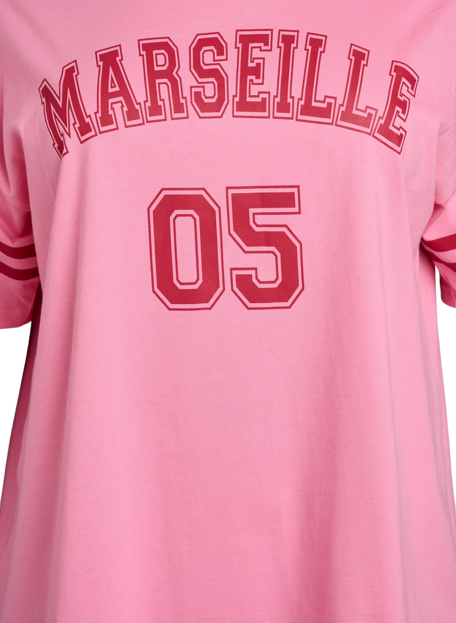Zizzi Sportief oversized college T-shirt, Roze, Packshot image number 2