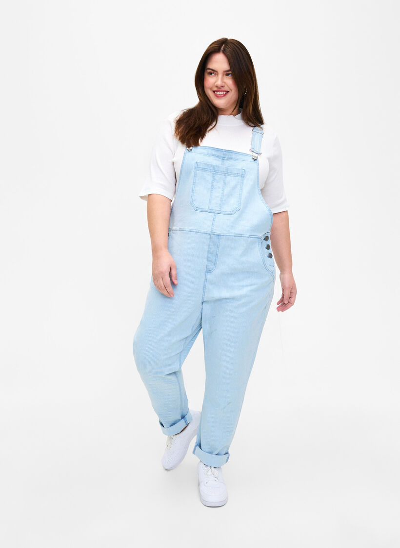 Gestreepte denim overall, L. Blue Denim Stripe, Model image number 0