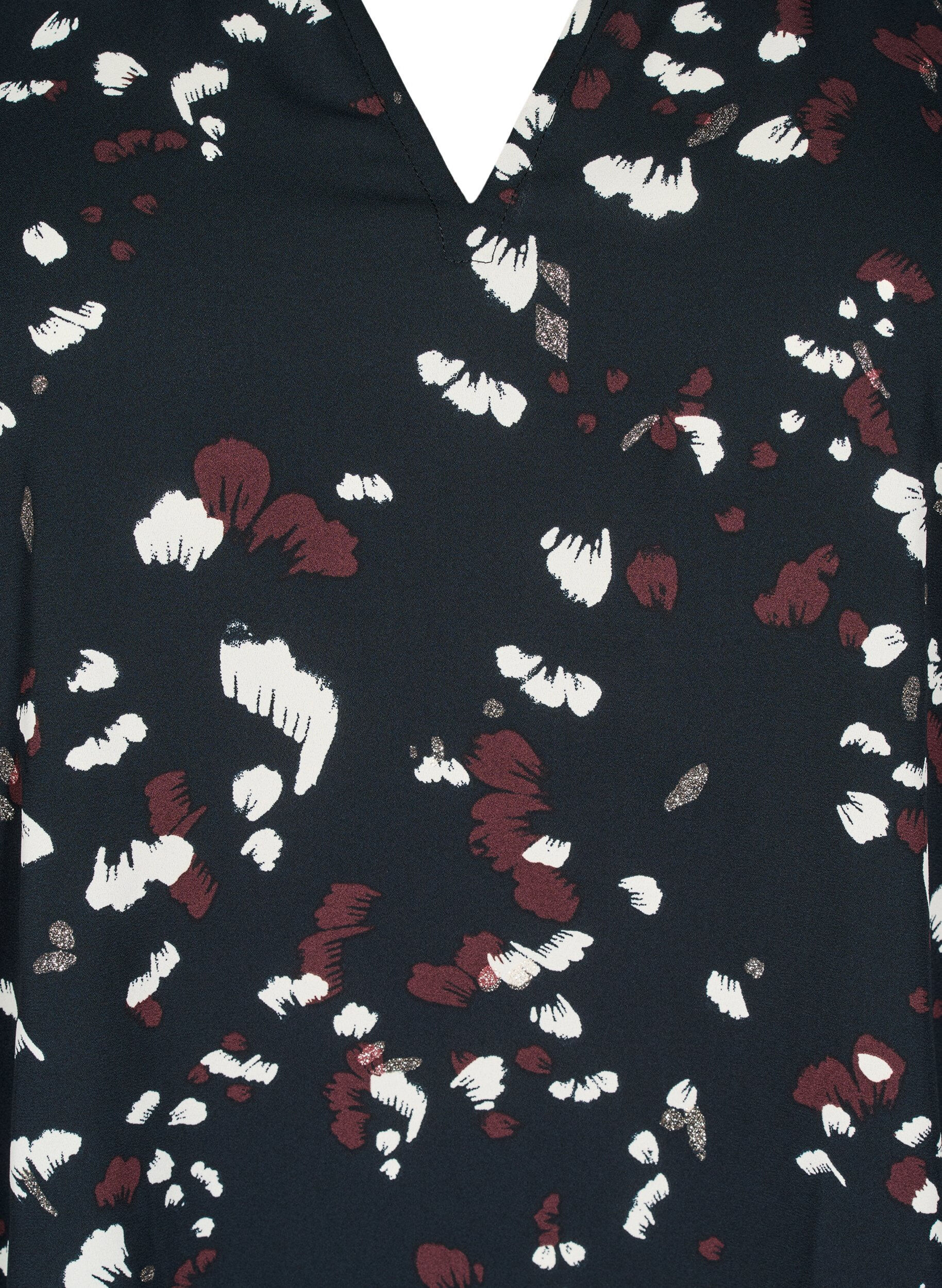 Zizzi Blouse met print en ruchedetails, Zwart, Packshot image number 2