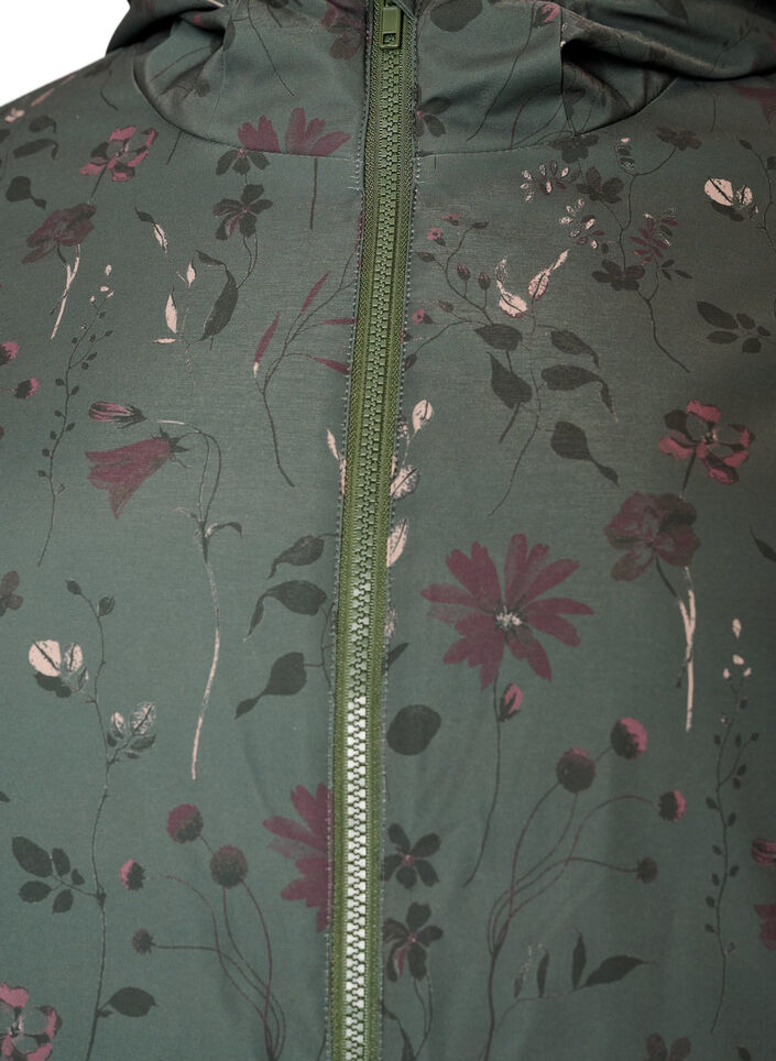 Gewatteerde winterjas met bloemenprint, Groen, Packshot image number 2