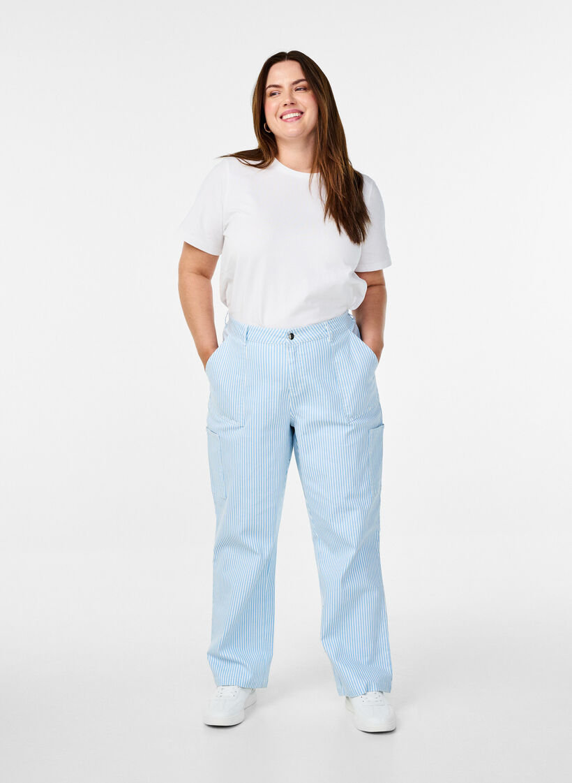 T-shirt in biologisch katoen met een ronde hals, Bright White, Model image number 2