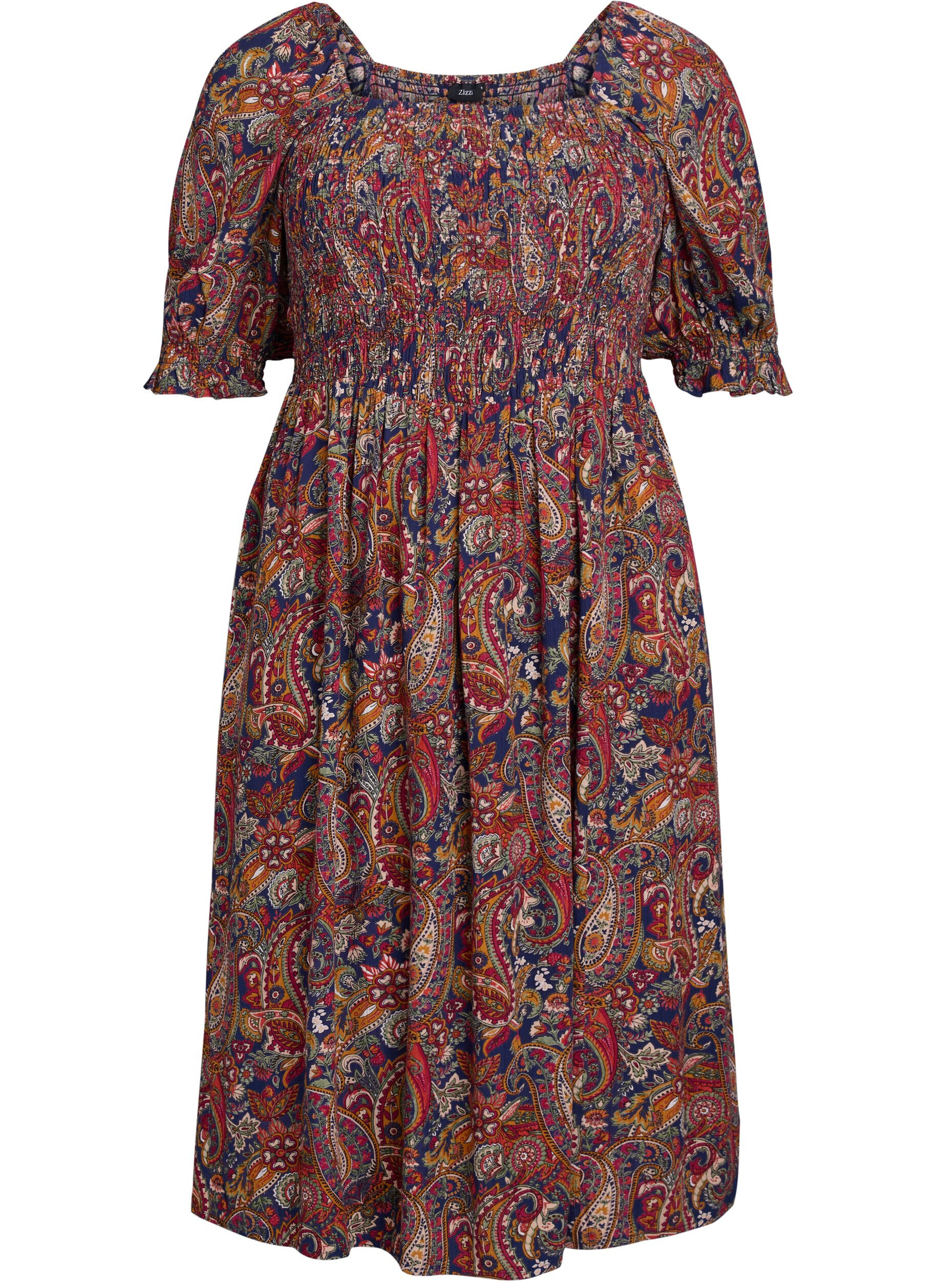 ZizziZomerjurk in viscose met paisley print, Blauw, Packshot image number 0