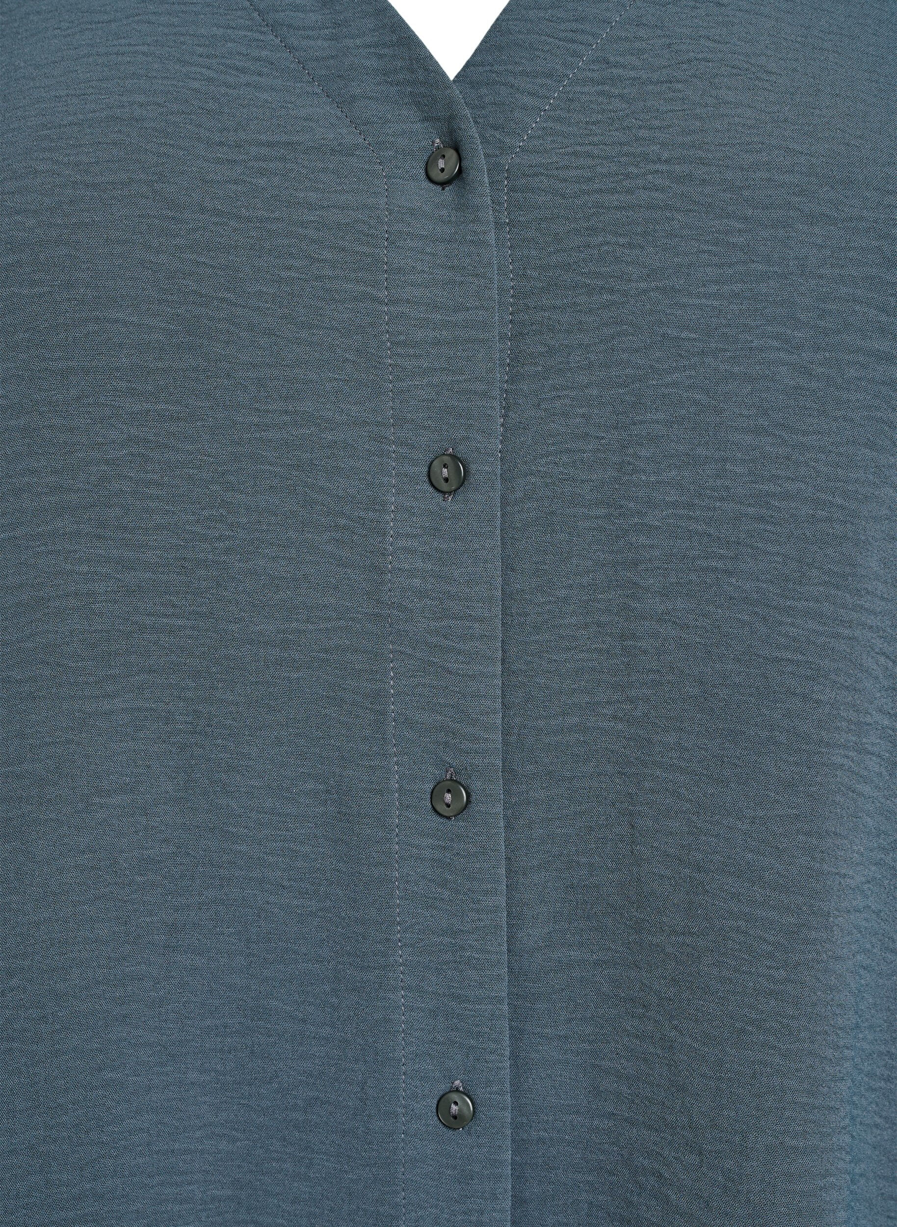 ZizziShirtblouse met V-hals en 3/4 mouwen, Groen, Packshot image number 2
