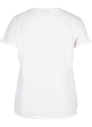 T-shirt met korte mouwen en borduursel anglaise, Off White Mel, Packshot image number 1