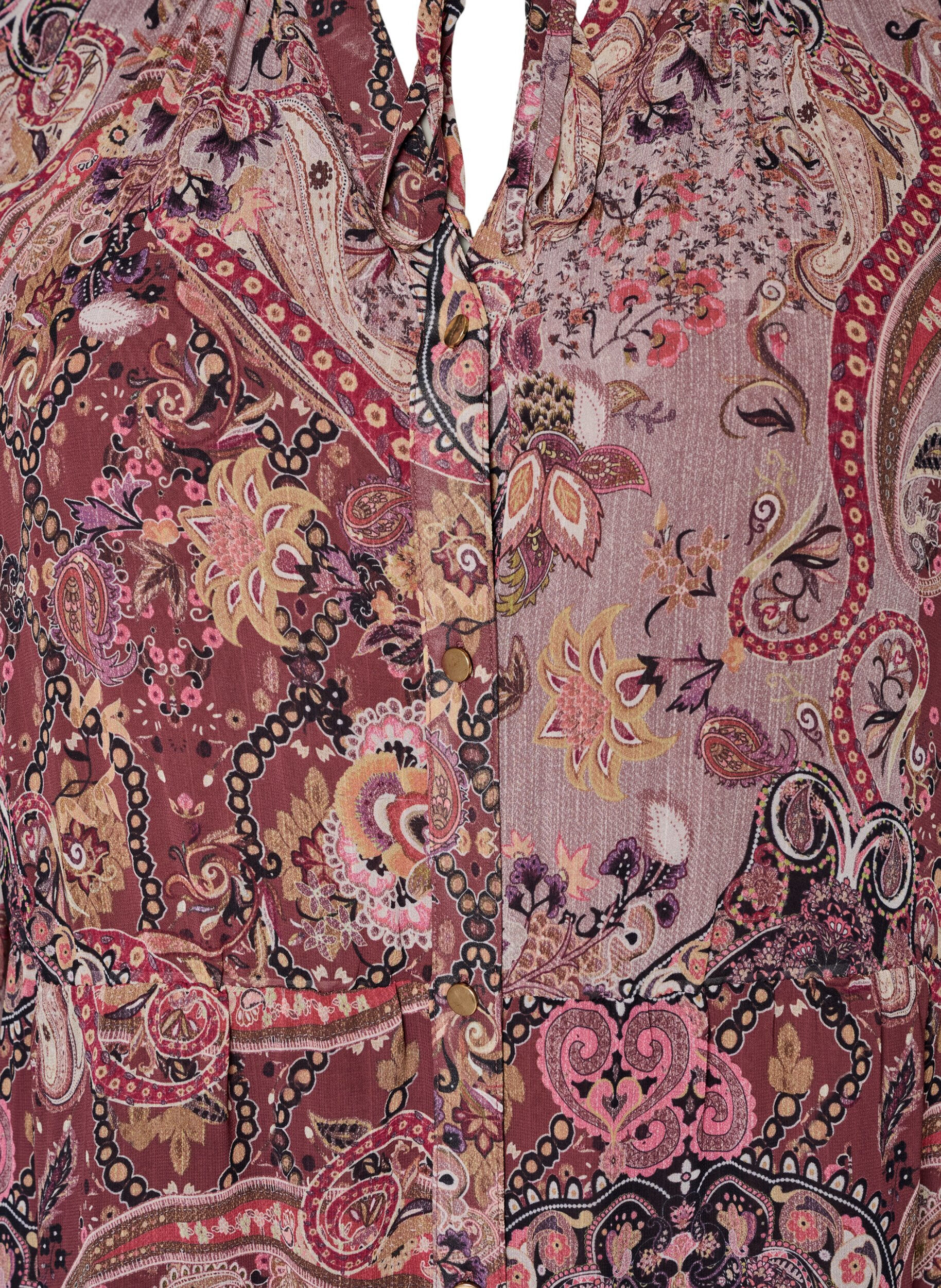 ZizziMidi-jurk met paisleyprint en elastische taille, Paars, Packshot image number 2