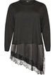 Gebreide blouse met gelaagd effect en kanten rand, Zwart, Packshot image number 0