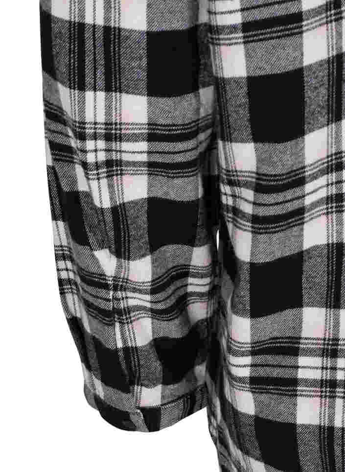 Geruite pyjama blouse in katoen, Black/Rose Smoke , Packshot image number 3