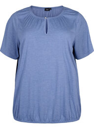 Melange Blouse met korte mouw, Moonlight Blue Mel.