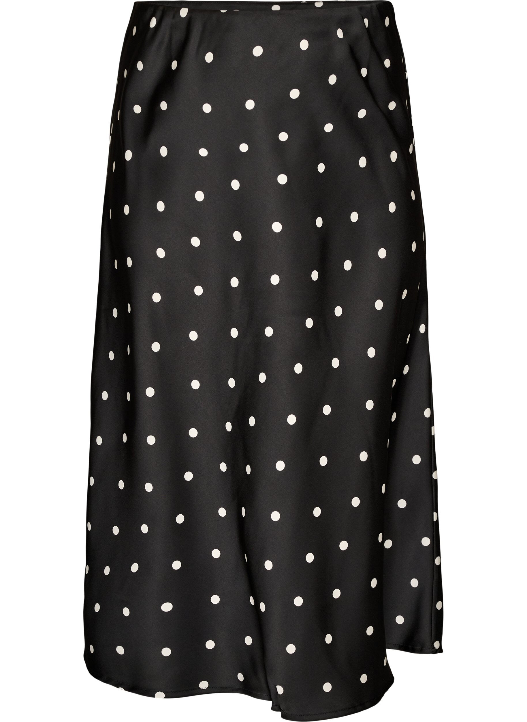ZizziSatijnen midi rok, Zwart, Packshot image number 0
