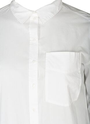 Lange katoenen blouse met borstzakje, Bright White, Packshot image number 2