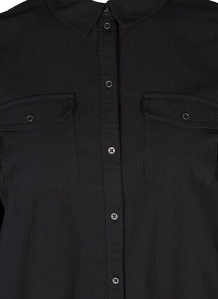 Lange katoenen blouse met borstzakken, Black, Packshot image number 2