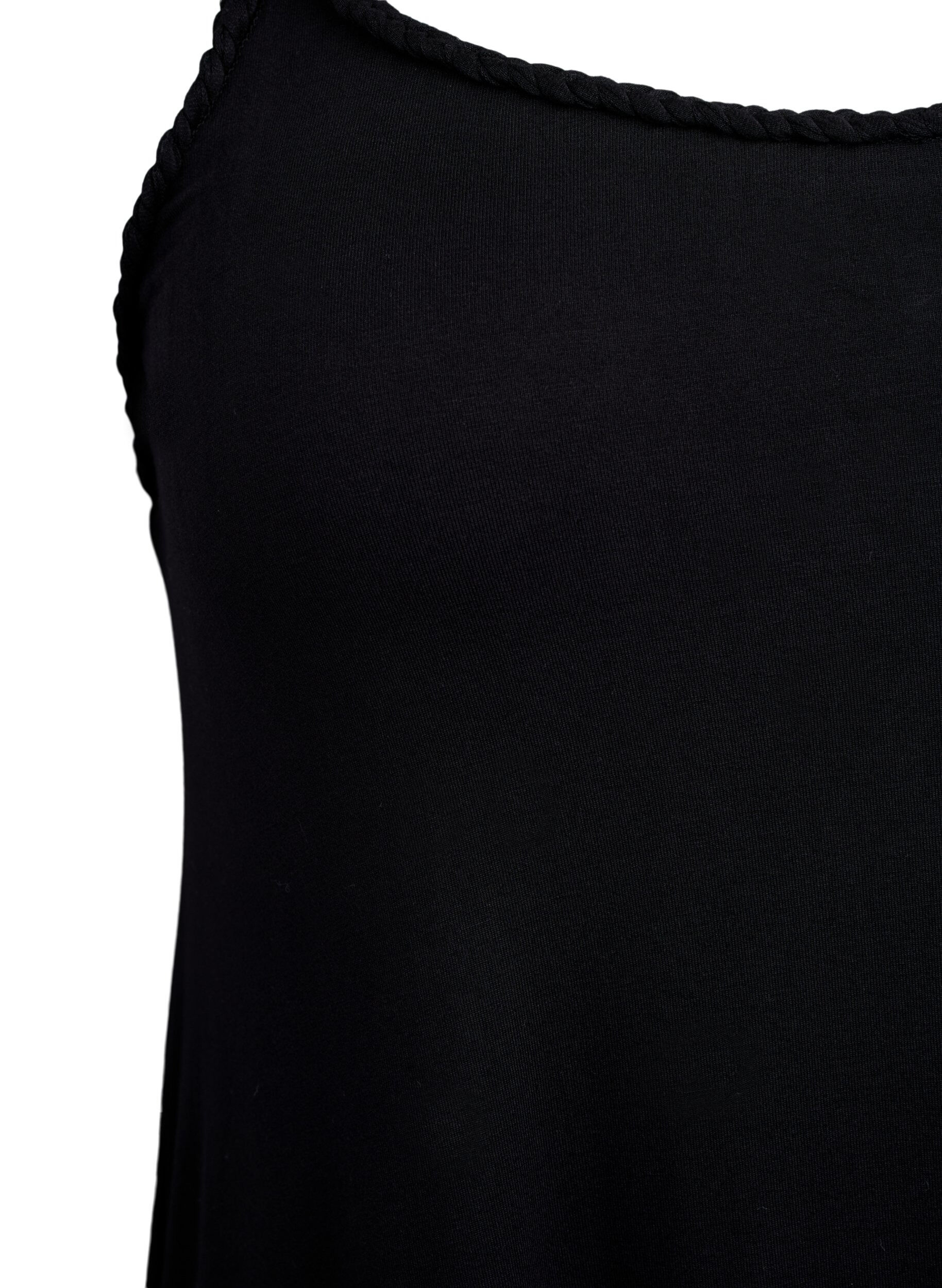 Zizzi Strandjurk in viscose met gevlochten bandjes, Zwart, Packshot image number 2