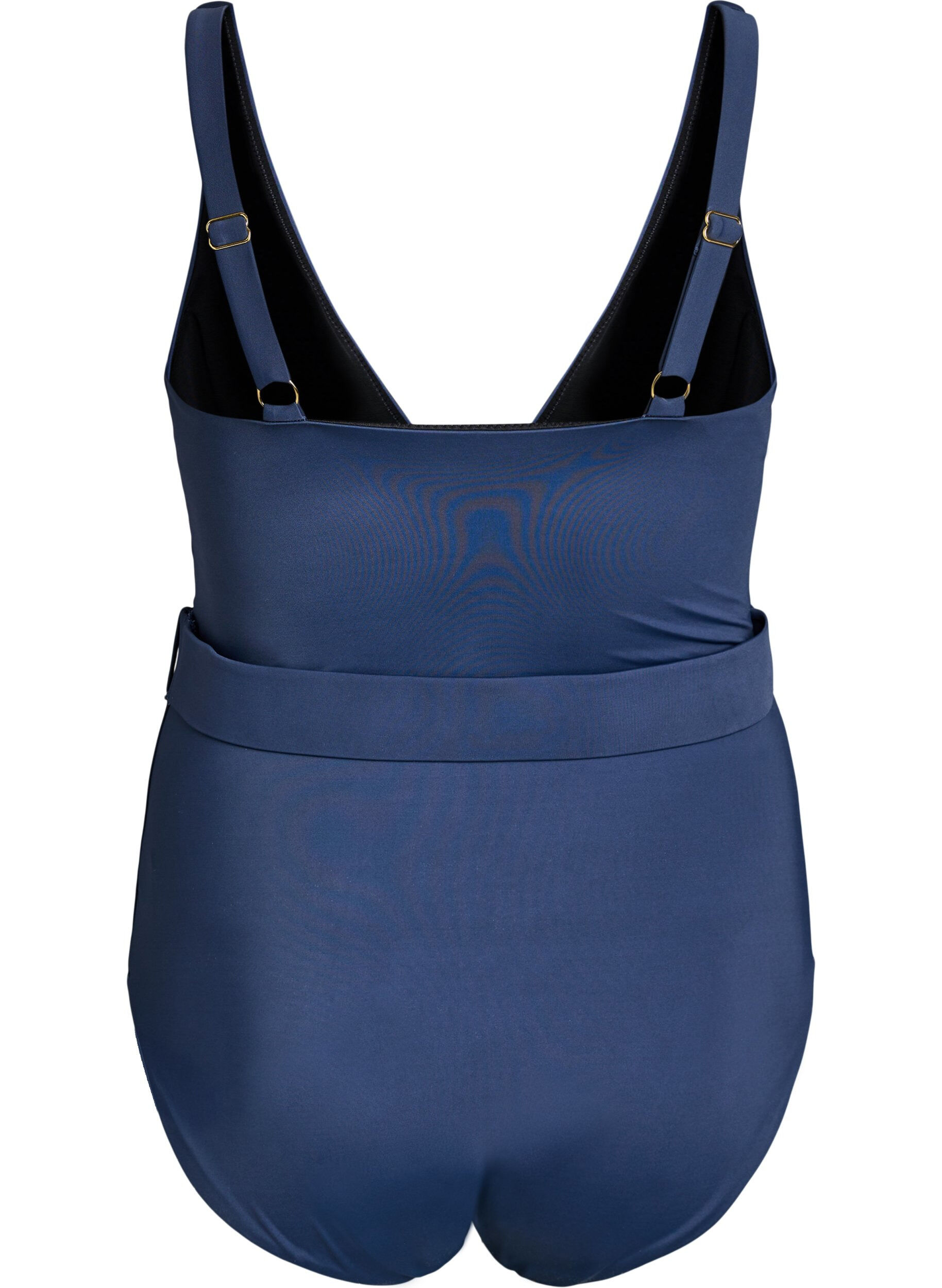 Zizzi Badpak met V-hals en riem, Blauw, Packshot image number 1